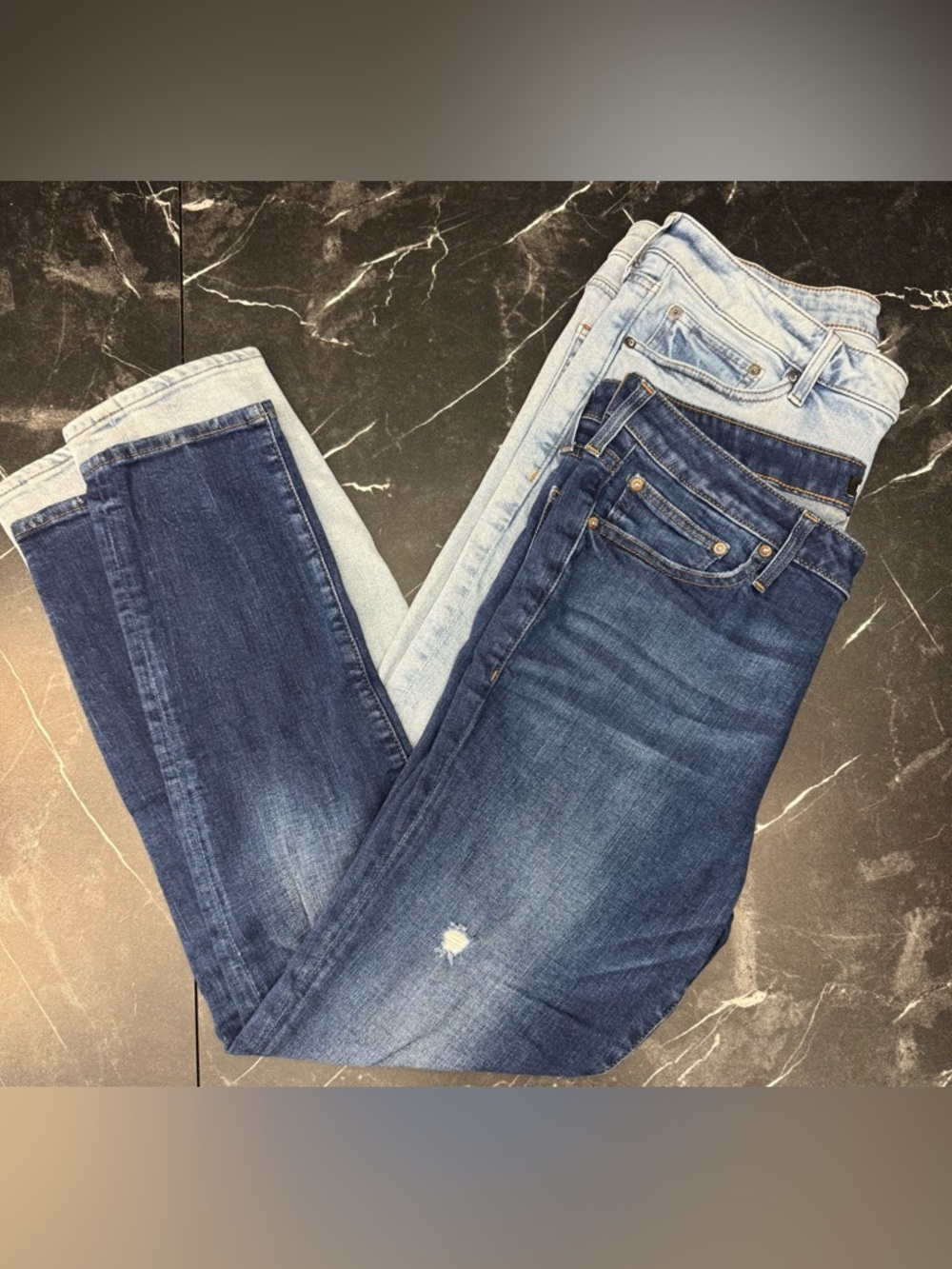 Express Mens Jeans Bundle 34x30 Skinny Hyper Stretch Light Dark Wash 2 Pair